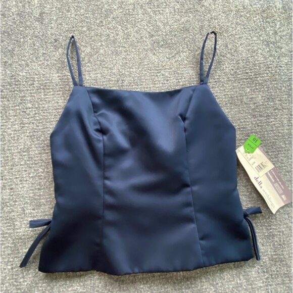 After Six Dress Womens 10 Blue Matte Satin 2pc Formal Gown Top‎ Long Skirt VTG - Picture 12 of 16